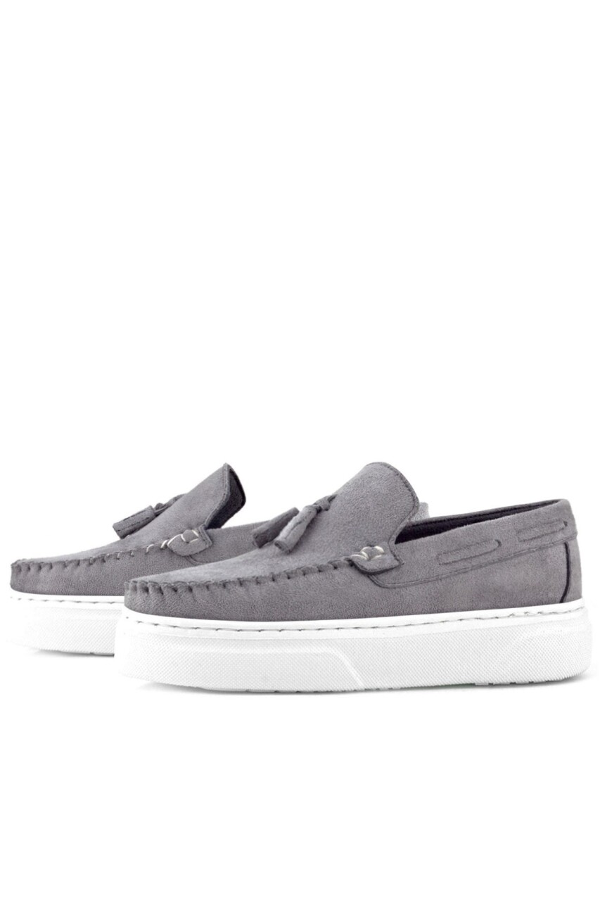 Rakerplus Gri Hafif Tabanlı Erkek Çocuk Makosen Ayakkabı - 5