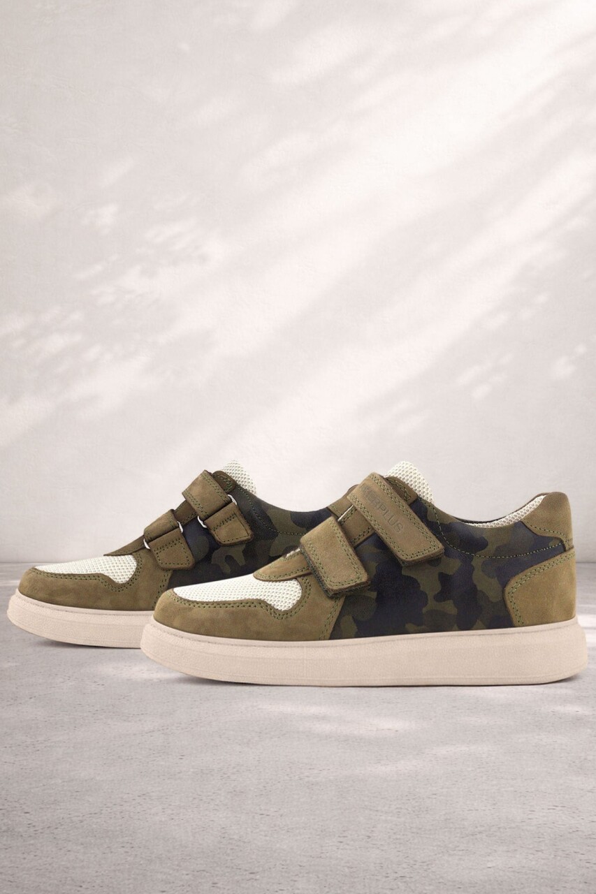 Rakerplus Hakiki Deri Haki Yeşil Cırtlı Hafif Tabanlı Erkek Çocuk Spor Ayakkabı - 1