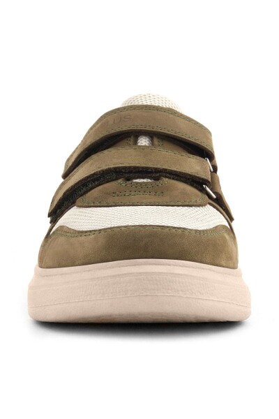 Rakerplus Hakiki Deri Haki Yeşil Cırtlı Hafif Tabanlı Erkek Çocuk Spor Ayakkabı - 4