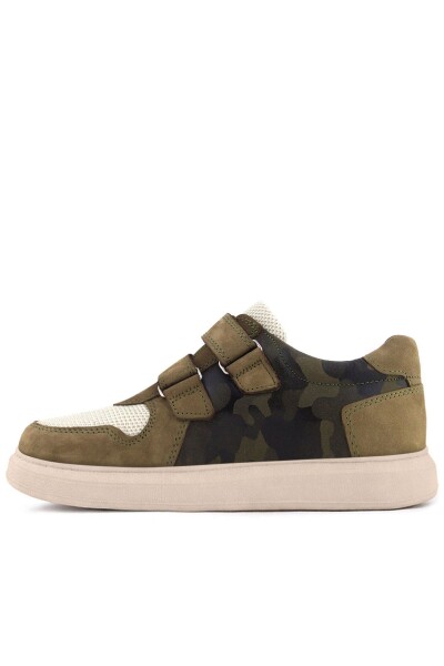 Rakerplus Hakiki Deri Haki Yeşil Cırtlı Hafif Tabanlı Erkek Çocuk Spor Ayakkabı - 5