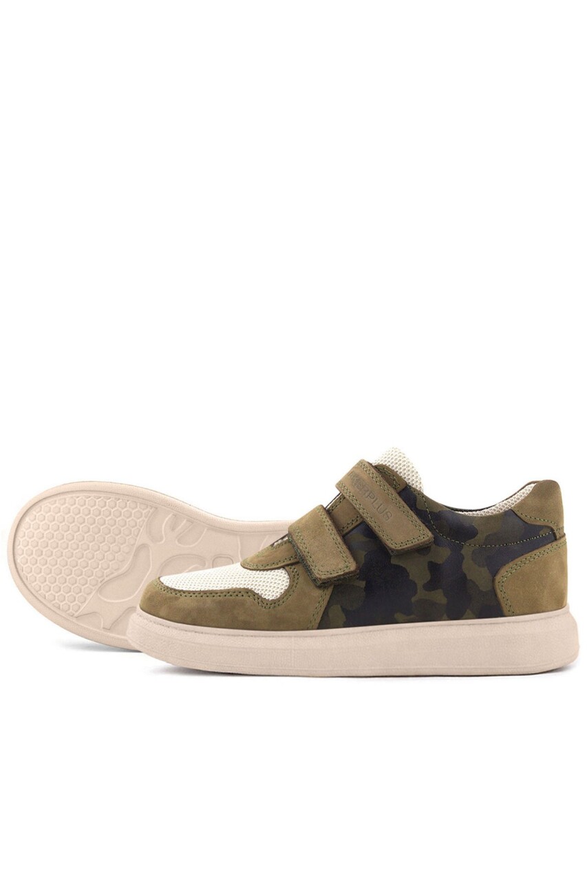 Rakerplus Hakiki Deri Haki Yeşil Cırtlı Hafif Tabanlı Erkek Çocuk Spor Ayakkabı - 7