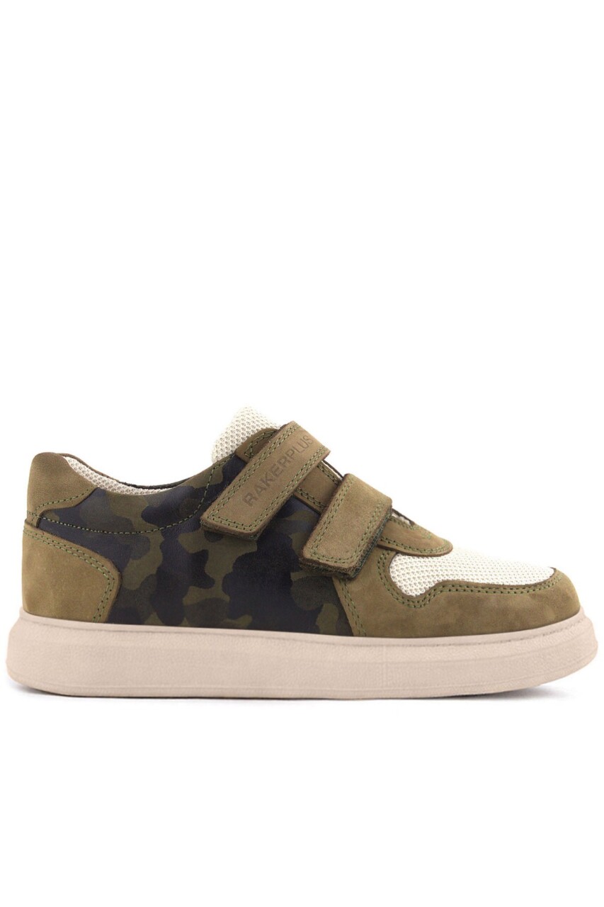 Rakerplus Hakiki Deri Haki Yeşil Cırtlı Hafif Tabanlı Erkek Çocuk Spor Ayakkabı - 11