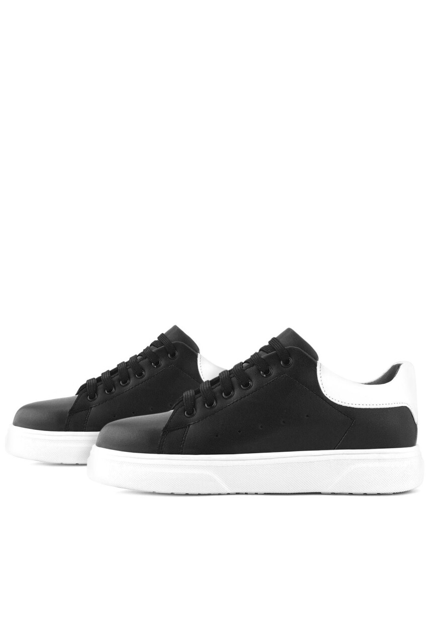 Rakerplus Siyah Cilt Bağcıklı Hafif Beyaz Tabanlı Çocuk Spor Ayakkabı - 6