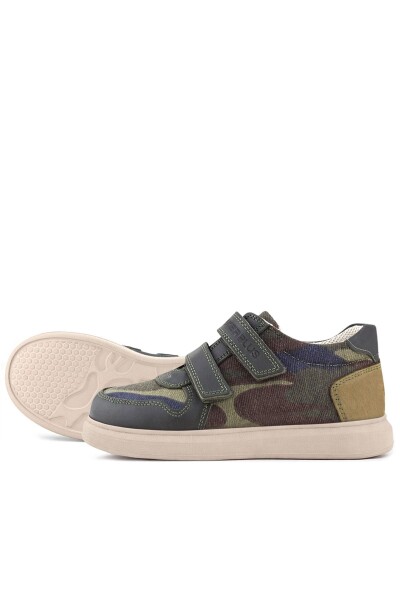 Rakerplus Hakiki Deri Haki Kamuflaj Desenli Cırtlı Hafif Tabanlı Erkek Çocuk Spor Ayakkabı - 7