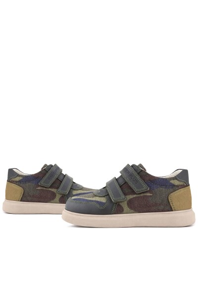 Rakerplus Hakiki Deri Haki Kamuflaj Desenli Cırtlı Hafif Tabanlı Erkek Çocuk Spor Ayakkabı - 8