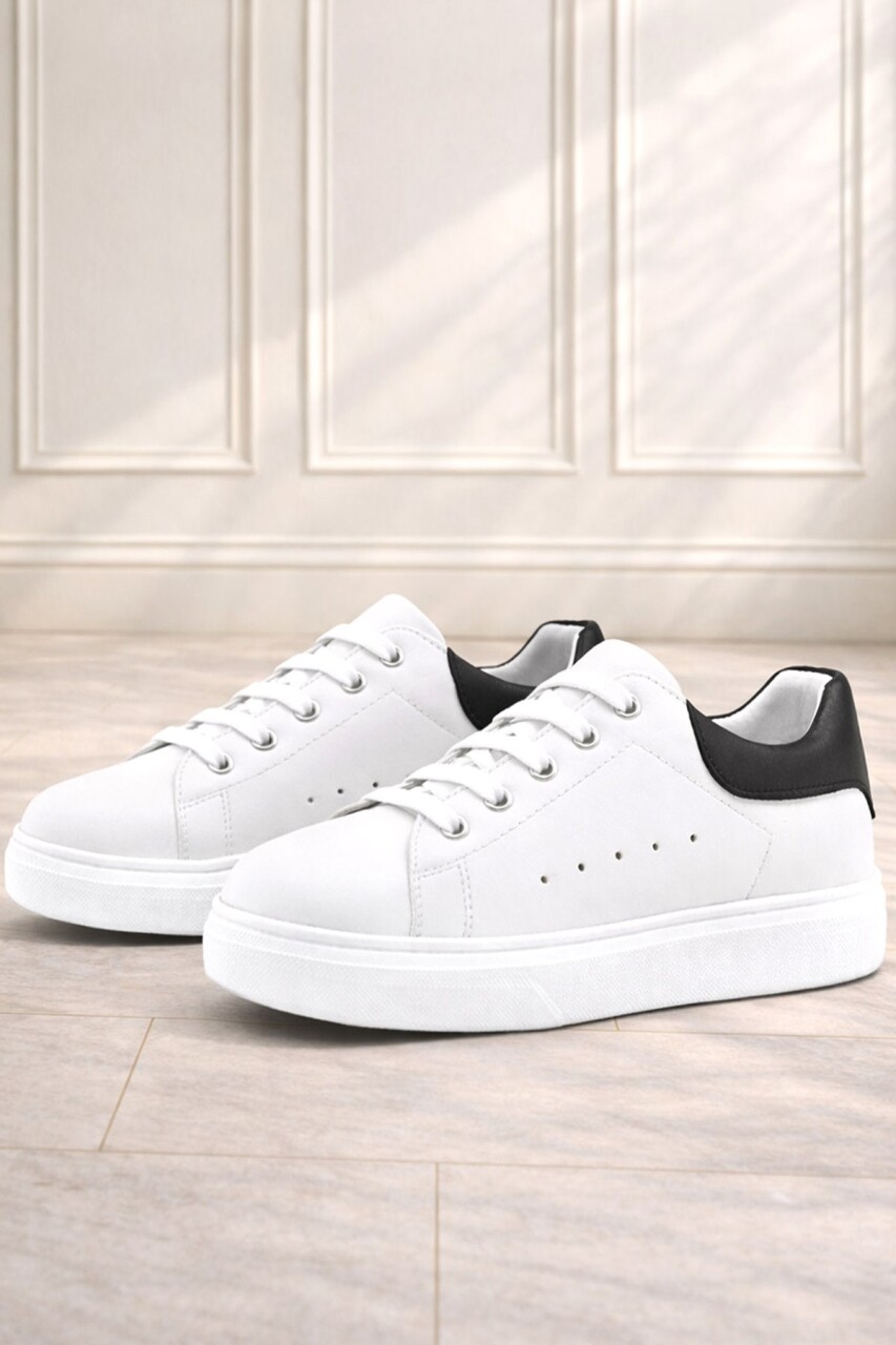 Rakerplus Beyaz Cilt Bağcıklı Hafif Tabanlı Çocuk Spor Ayakkabı - 1