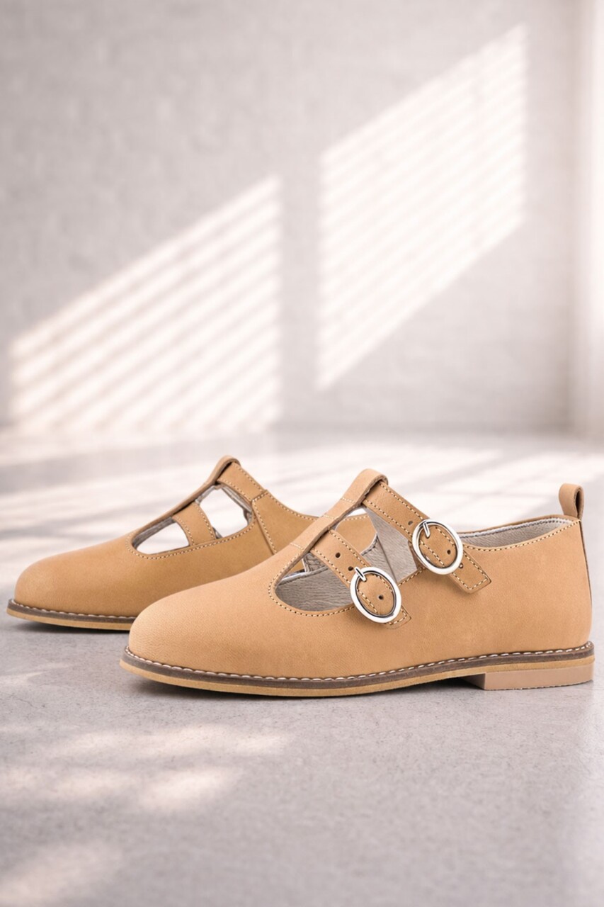 Rakerplus Hakiki Deri Taba Tokalı Kız Çocuk T-Bar Babet Ayakkabı - 10