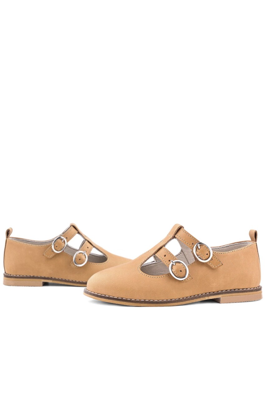 Rakerplus Hakiki Deri Taba Tokalı Kız Çocuk T-Bar Babet Ayakkabı - 14