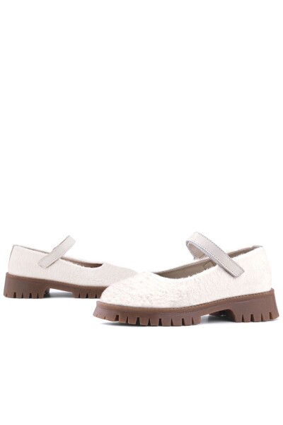 Rakerplus Krem Cırtlı Kalın Tabanlı Kız Çocuk Peluş Babet Ayakkabısı - 8