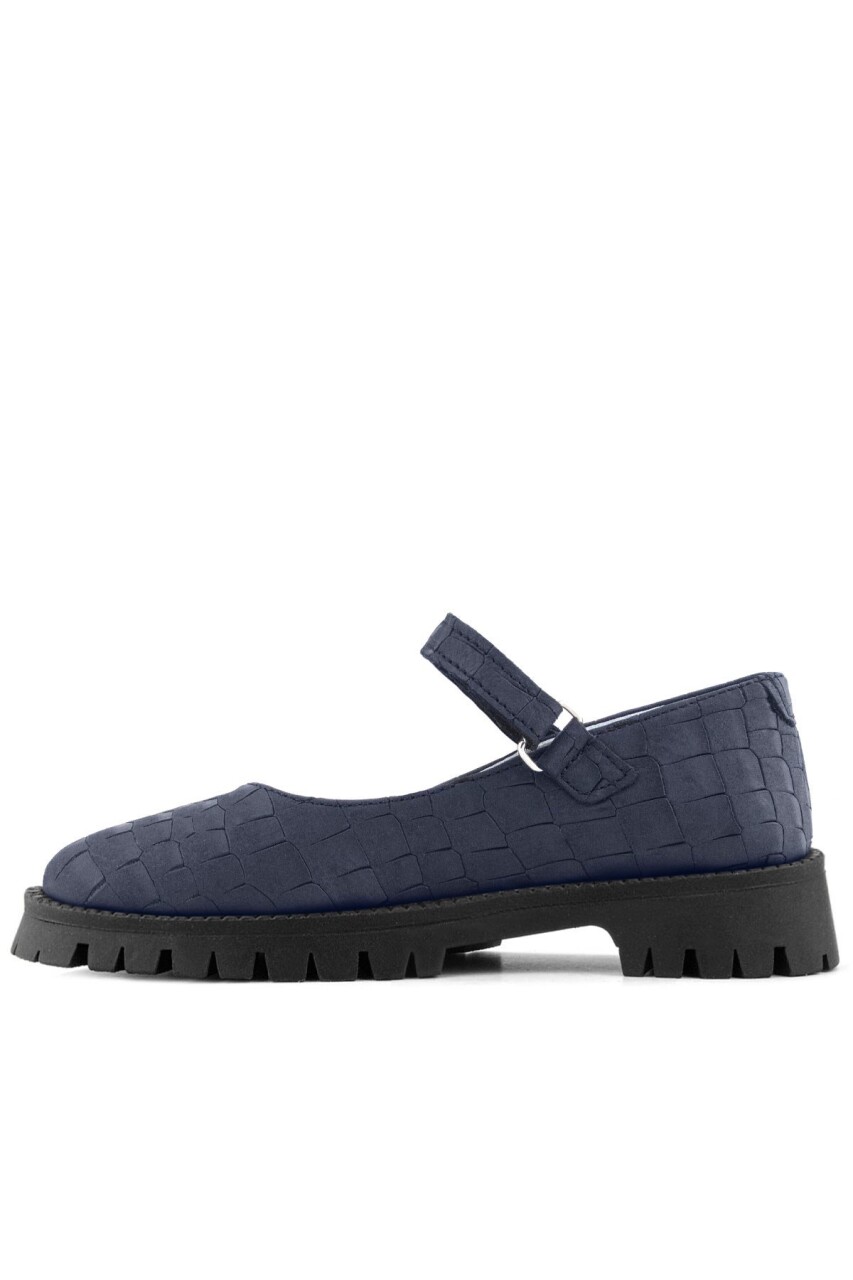 Rakerplus Hakiki Deri Lacivert Desenli Cırtlı Kalın Tabanlı Kız Çocuk Ayakkabısı - 5