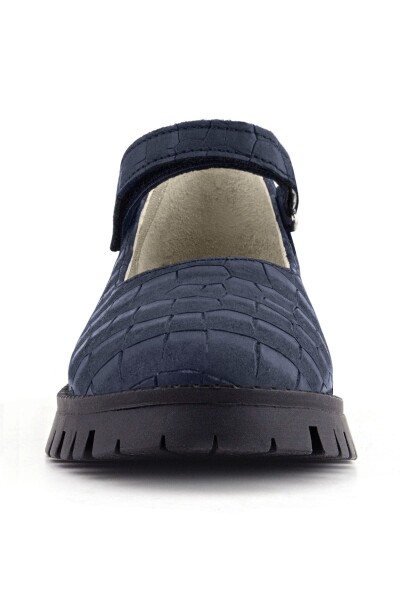 Rakerplus Hakiki Deri Lacivert Desenli Cırtlı Kalın Tabanlı Kız Çocuk Ayakkabısı - 12