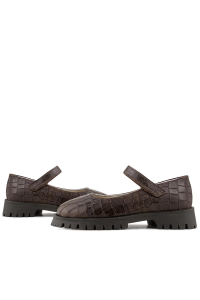 Rakerplus Hakiki Deri Kahverengi Desenli Cırtlı Kalın Tabanlı Kız Çocuk Ayakkabısı - 8