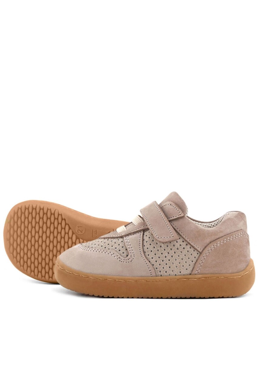 Rakerplus Bob Hakiki Deri Bej Barefoot Cırtlı Lastikli Bebek Sneaker Ayakkabı - 6
