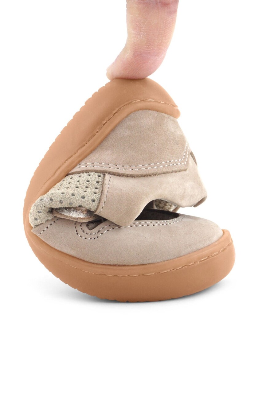 Rakerplus Bob Hakiki Deri Bej Barefoot Cırtlı Lastikli Bebek Sneaker Ayakkabı - 8