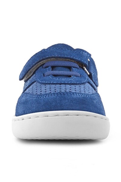 Rakerplus Bob Hakiki Deri Mavi Barefoot Cırtlı Lastikli Bebek Sneaker Ayakkabı - 3