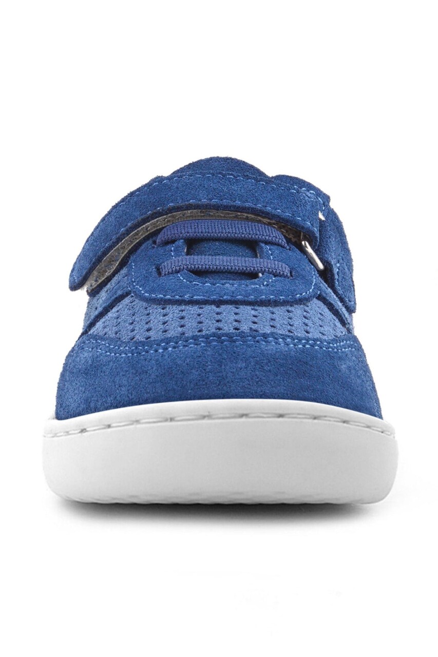 Rakerplus Bob Hakiki Deri Mavi Barefoot Cırtlı Lastikli Bebek Sneaker Ayakkabı - 3