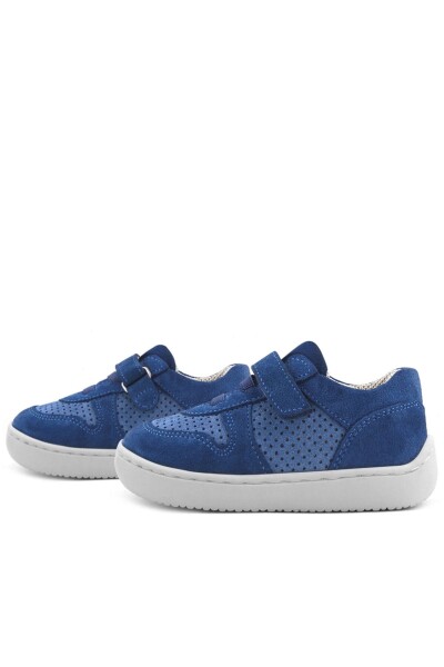 Rakerplus Bob Hakiki Deri Mavi Barefoot Cırtlı Lastikli Bebek Sneaker Ayakkabı - 5