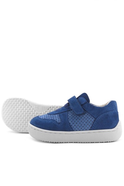 Rakerplus Bob Hakiki Deri Mavi Barefoot Cırtlı Lastikli Bebek Sneaker Ayakkabı - 6