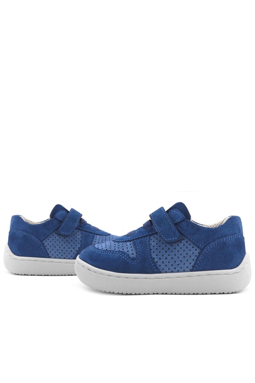 Rakerplus Bob Hakiki Deri Mavi Barefoot Cırtlı Lastikli Bebek Sneaker Ayakkabı - 7