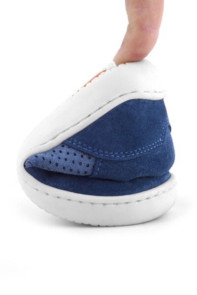 Rakerplus Bob Hakiki Deri Mavi Barefoot Cırtlı Lastikli Bebek Sneaker Ayakkabı - 8