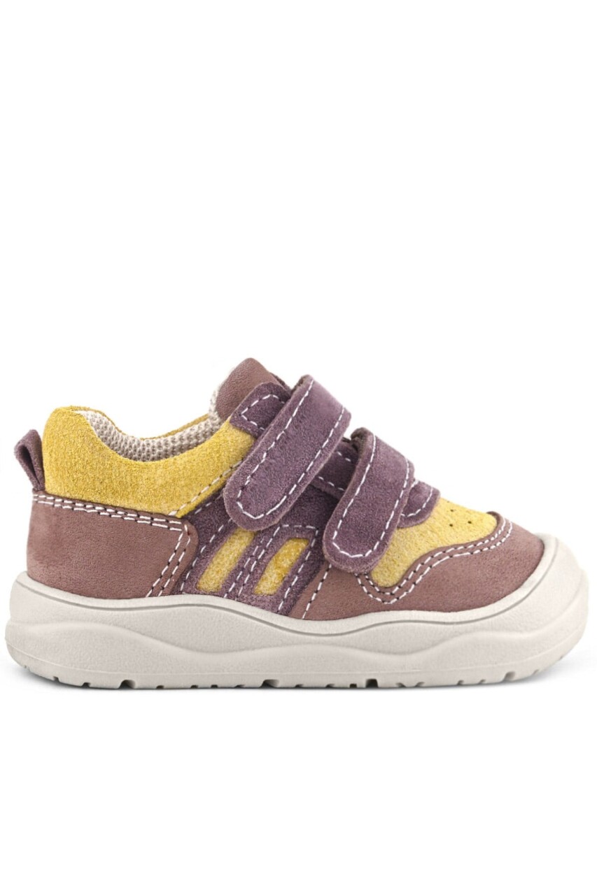 Rakerplus Schaggy Hakiki Deri Mürdüm Sarı Cırtlı Bebek Spor Ayakkabı - 2