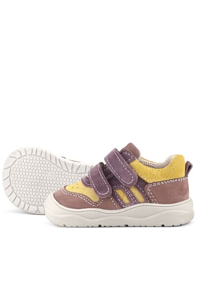 Rakerplus Schaggy Hakiki Deri Mürdüm Sarı Cırtlı Bebek Spor Ayakkabı - 6