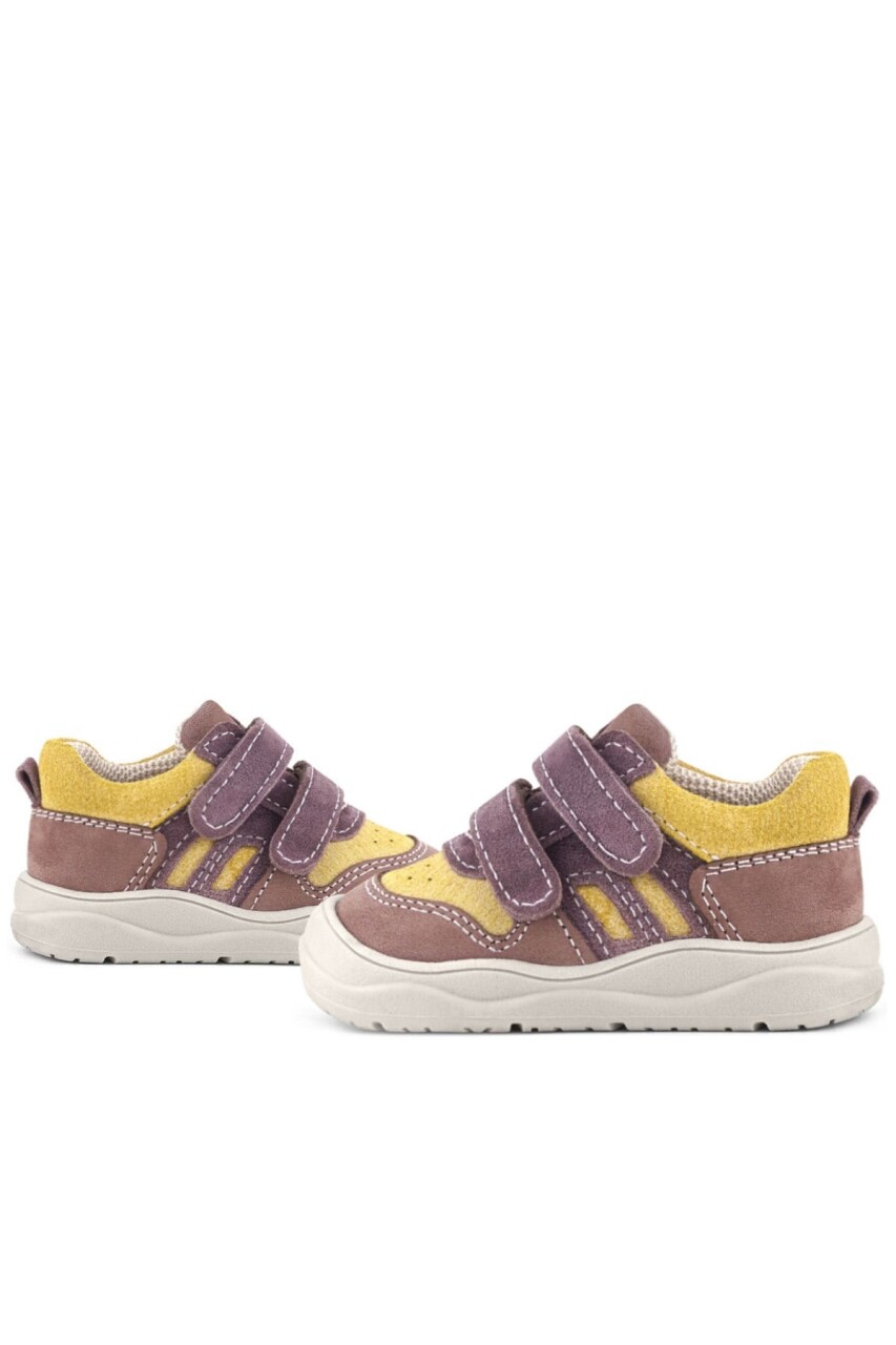 Rakerplus Schaggy Hakiki Deri Mürdüm Sarı Cırtlı Bebek Spor Ayakkabı - 7