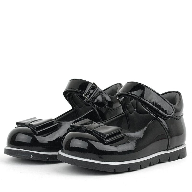 حذاء باليرينا من الجلد الأسود اللامع للبنات من راكر بلاس - 4