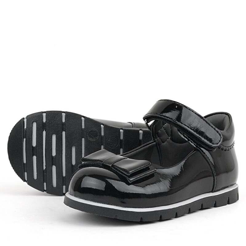 حذاء باليرينا من الجلد الأسود اللامع للبنات من راكر بلاس - 5