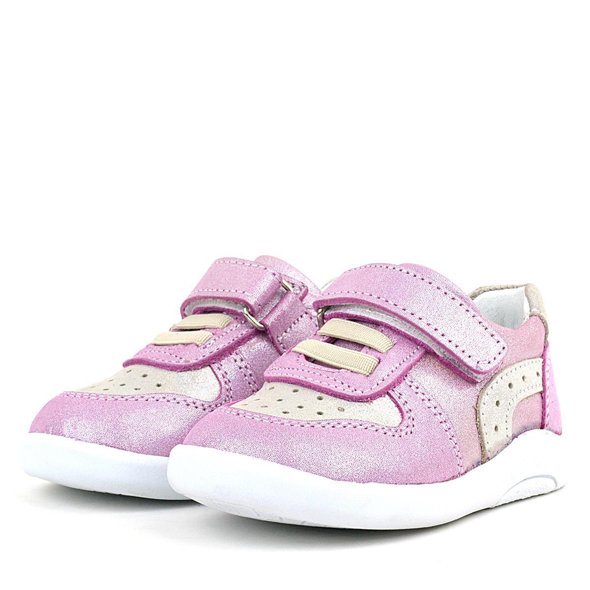 حذاء رياضي للأطفال من راكر بلاس، مصنوع من الجلد الطبيعي، بتصميم تشريحي وردي لامع - 4