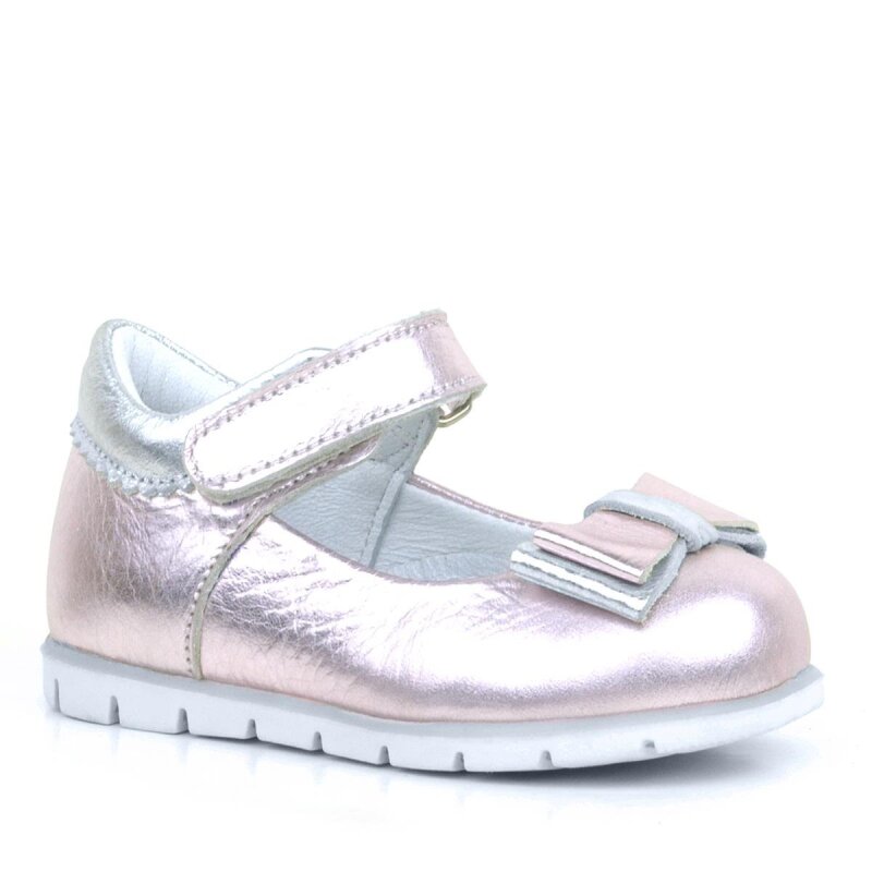 Rakerplus Hakiki Deri Pembe Gümüş Kız Bebek Babet Ayakkabı - Rakerplus