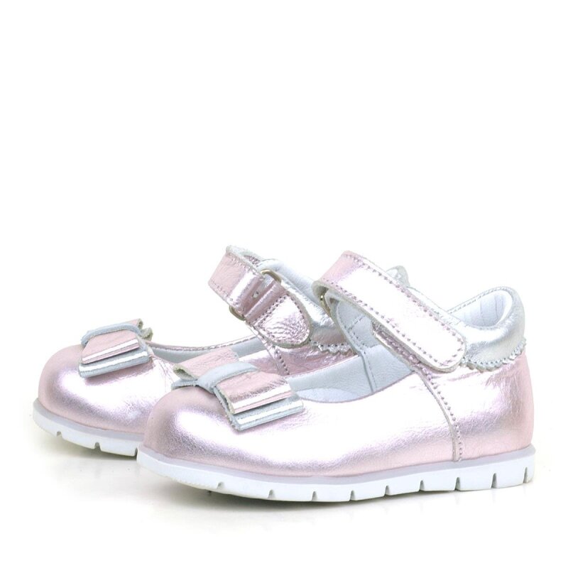 Rakerplus Hakiki Deri Pembe Gümüş Kız Bebek Babet Ayakkabı - 4