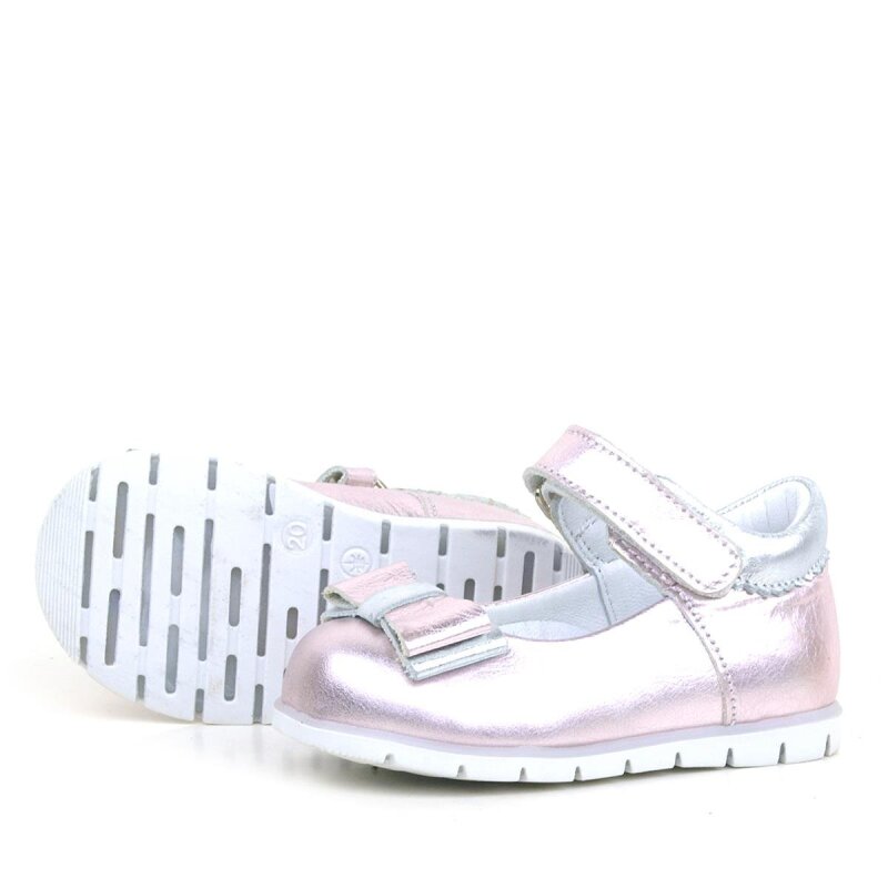 Rakerplus Hakiki Deri Pembe Gümüş Kız Bebek Babet Ayakkabı - 5