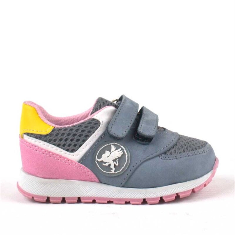 حذاء رياضي من الجلد الطبيعي باللون الرمادي من راكر بلاس مع شريط فيلكرو للفتيات الصغيرات - 2