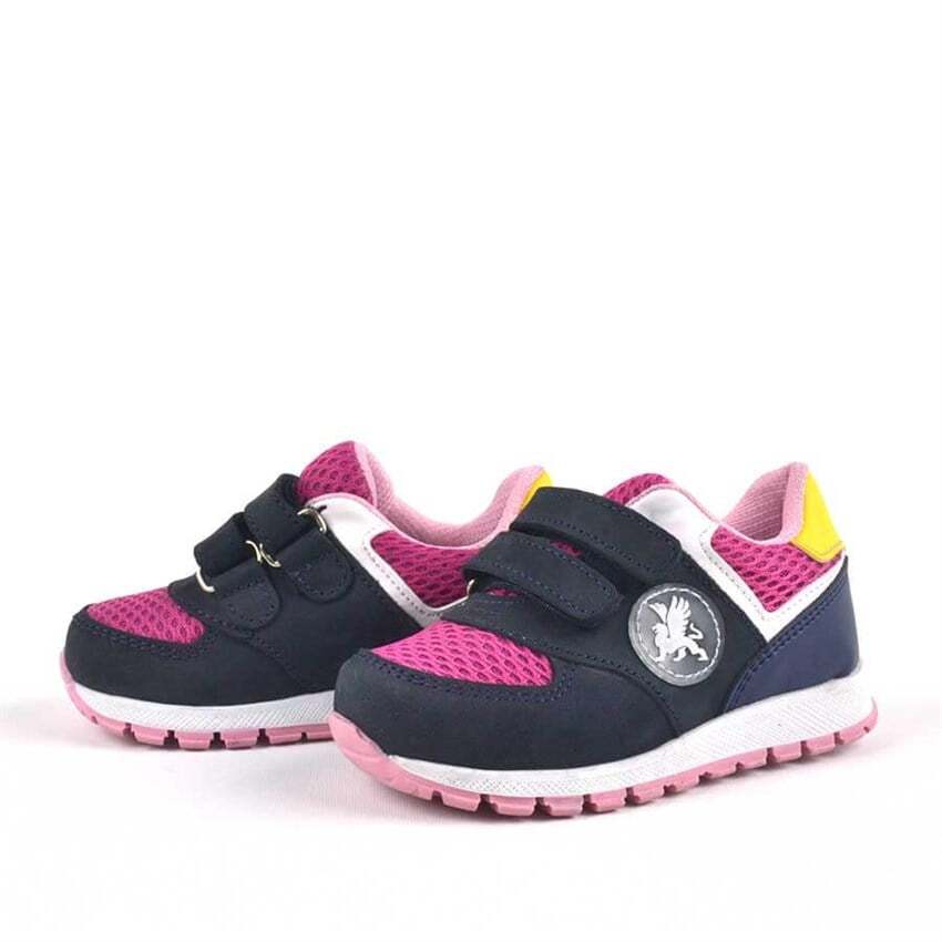 حذاء رياضي من الجلد الطبيعي من راكر بلس، أزرق داكن، بشريط فيلكرو، للفتيات الصغيرات - 3