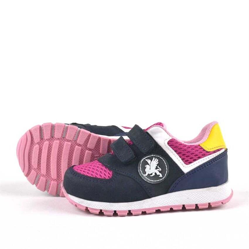 حذاء رياضي من الجلد الطبيعي من راكر بلس، أزرق داكن، بشريط فيلكرو، للفتيات الصغيرات - 4