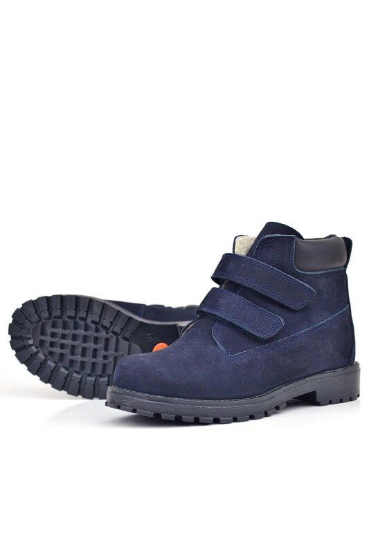 حذاء أطفال من جلد طبيعي من راكر بلاس نيسون، أزرق داكن، مع فرو نوبوك، وشريط فيلكرو - 6