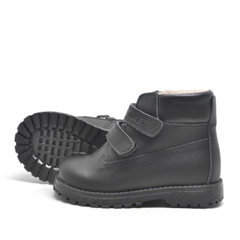 حذاء أطفال راكر بلاس نيسون من الجلد الطبيعي باللون الأسود مزود بشريط فيلكرو للجنسين - 4