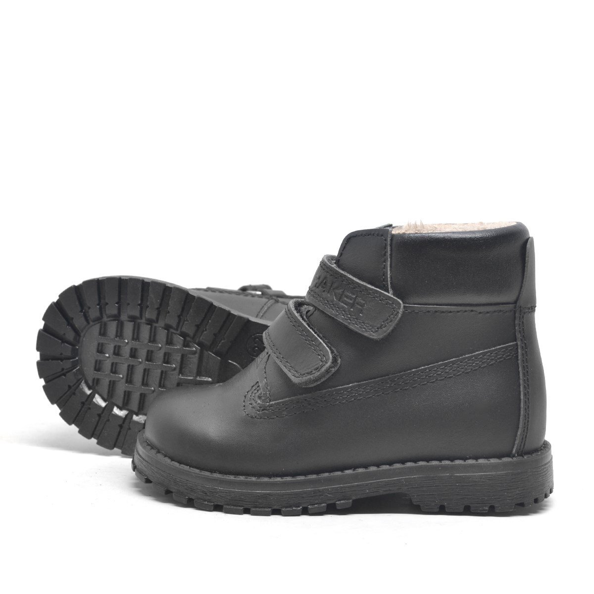 حذاء أطفال راكر بلاس نيسون من الجلد الطبيعي باللون الأسود مزود بشريط فيلكرو للجنسين - 4