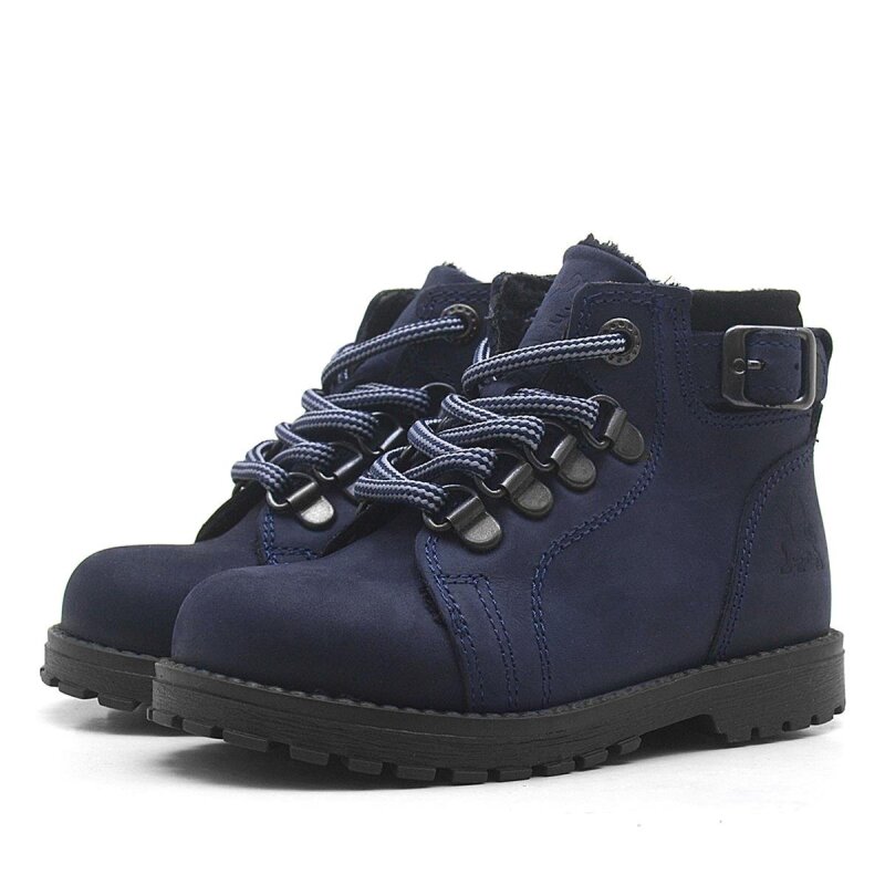 حذاء أطفال جريفون من الجلد الطبيعي بسحاب من راكر بلاس، أزرق داكن - 4