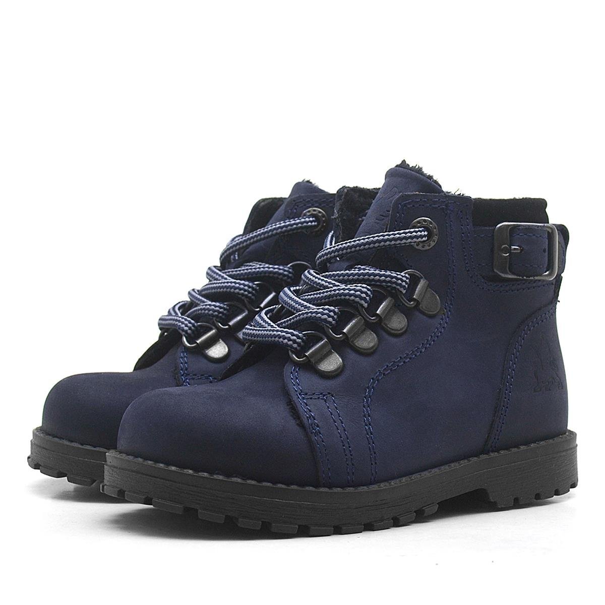 حذاء أطفال جريفون من الجلد الطبيعي بسحاب من راكر بلاس، أزرق داكن - 4