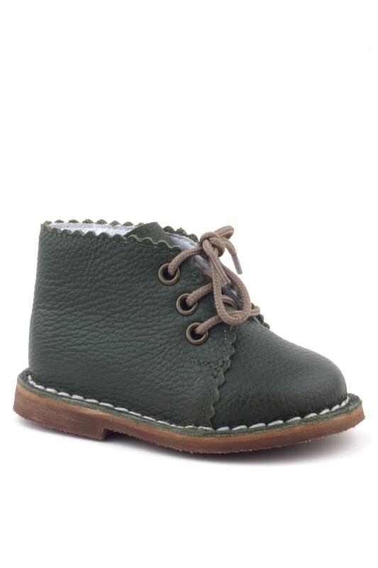 Rakerplus Handmade Genuine Leather Khaki Green Lace-up Baby Boots - Rakerplus