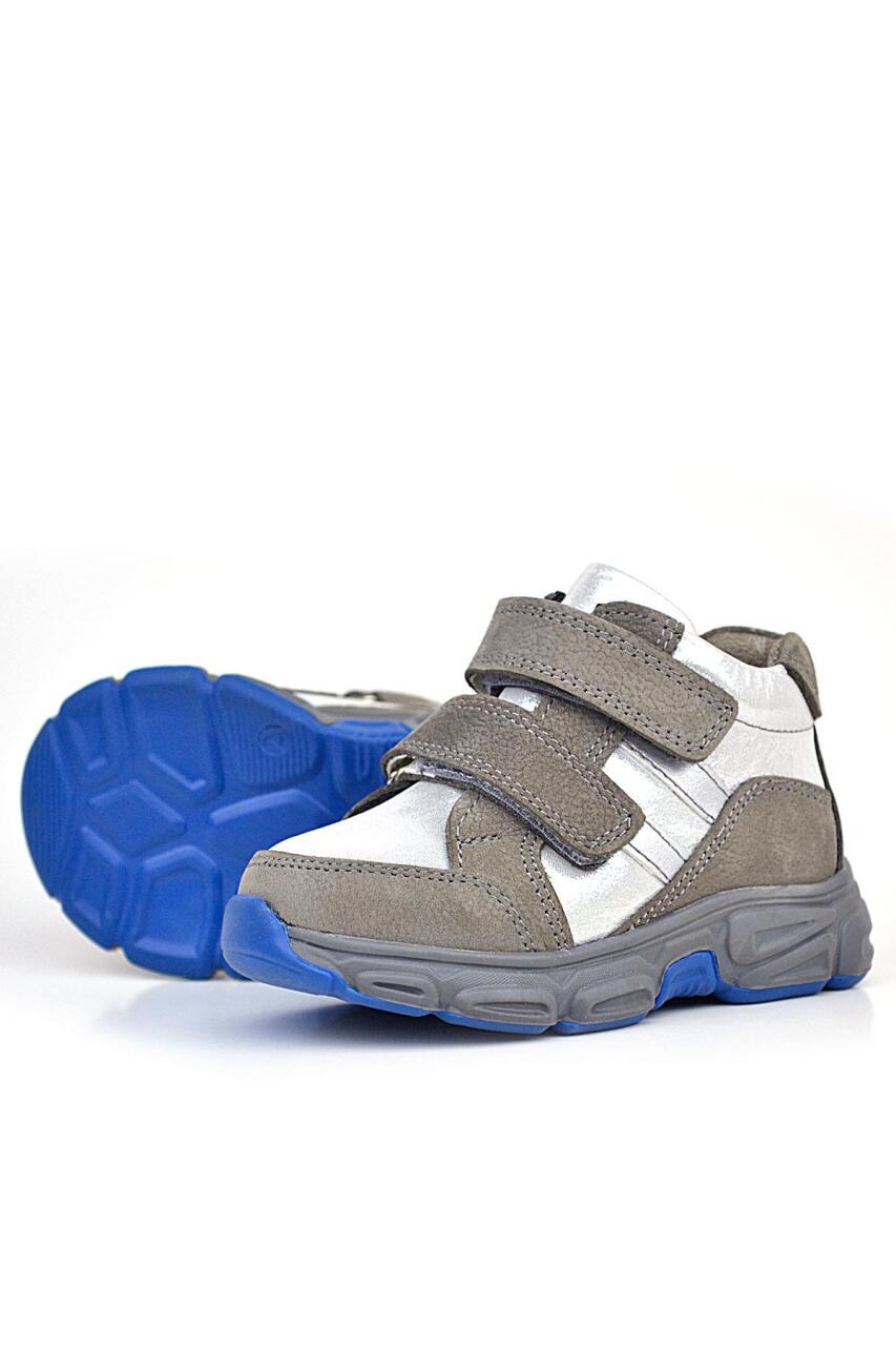 Rakerplus Hakiki Deri Gri Gümüş Cırtlı Kız Bebek Bot Ayakkabı - 5