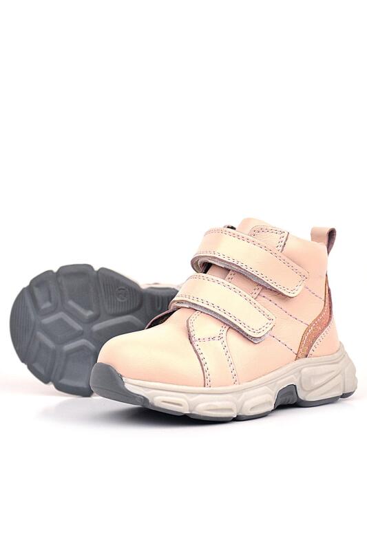 Rakerplus Hakiki Deri Pembe Cırtlı Spor Kız Bebek Bot - 3