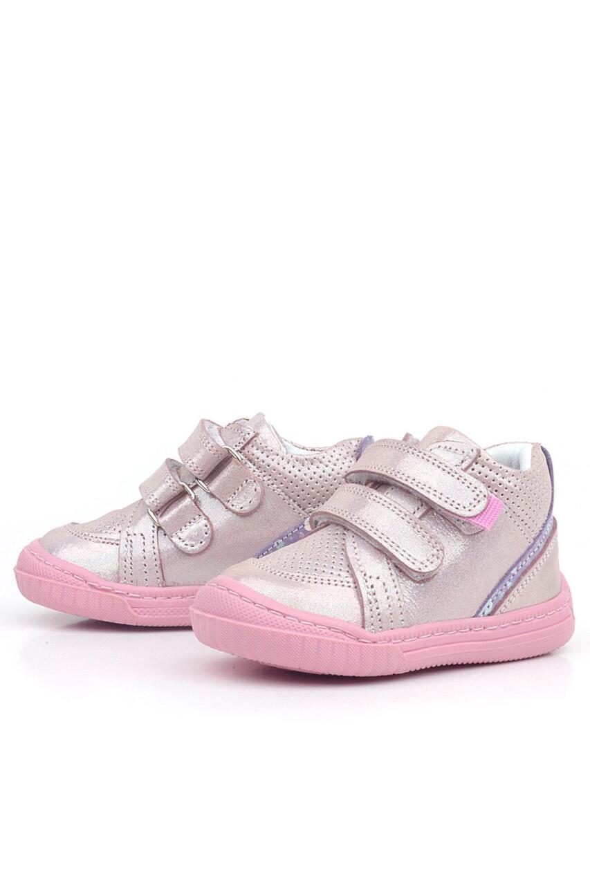 حذاء رايا من الجلد الطبيعي من راكر بلاس، وردي أرجواني، بشريط فيلكرو لامع للفتيات الصغيرات - 2