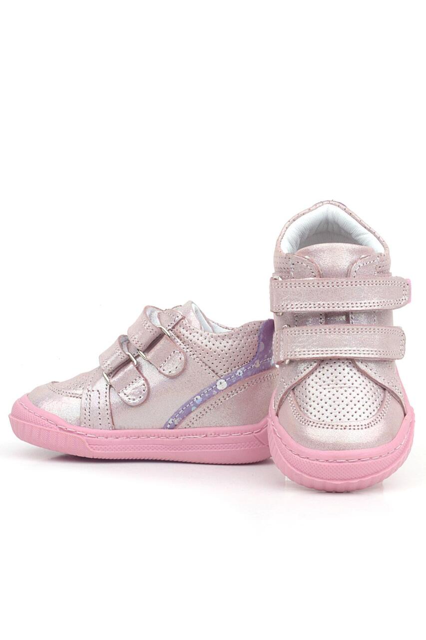 حذاء رايا من الجلد الطبيعي من راكر بلاس، وردي أرجواني، بشريط فيلكرو لامع للفتيات الصغيرات - 4