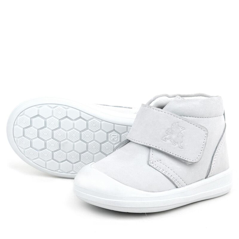 حذاء Yoohoo من الجلد الطبيعي باللون الأبيض مع شريط فيلكرو للفتيات الصغيرات من Rakerplus - 7