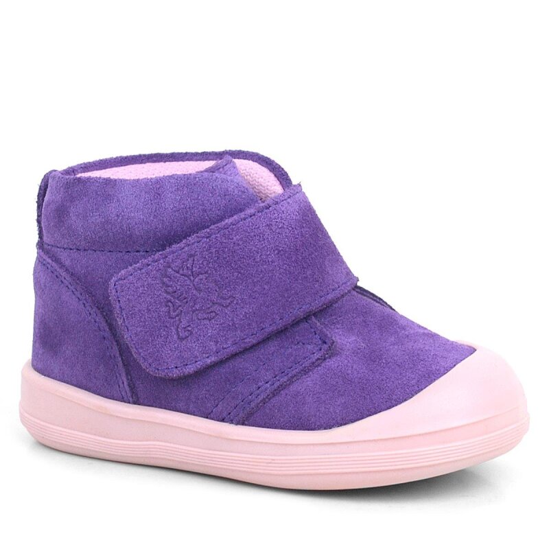 حذاء Yoohoo من الجلد الطبيعي باللون الأرجواني الفاتح مع شريط فيلكرو للفتيات الصغيرات من Rakerplus - Rakerplus