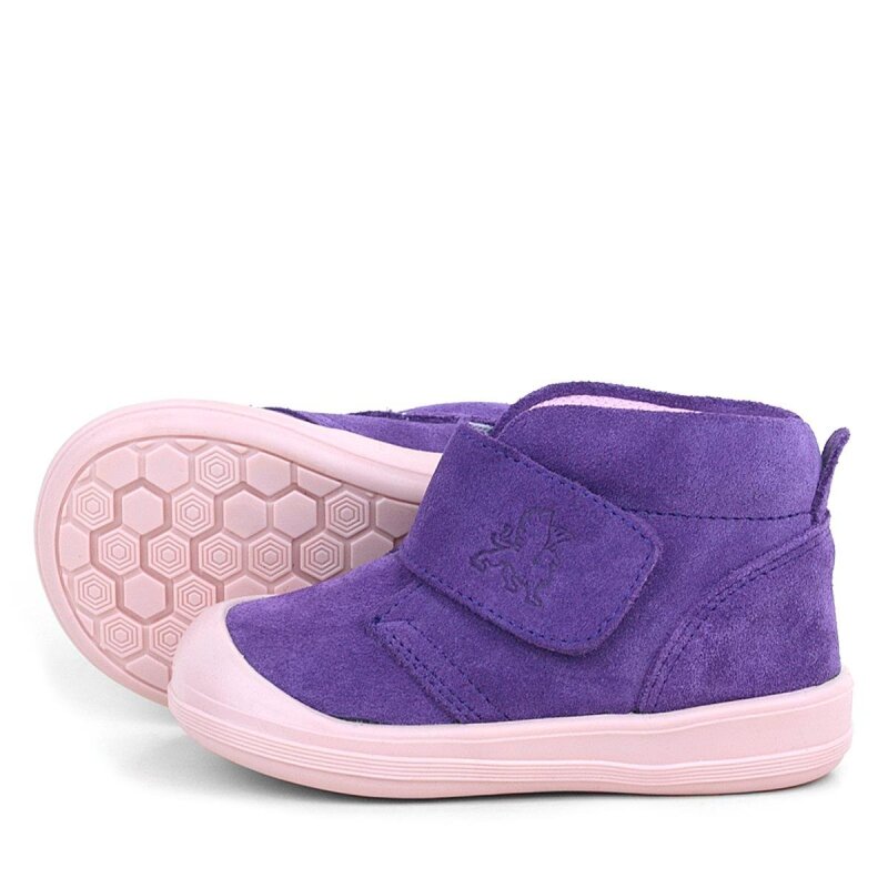 حذاء Yoohoo من الجلد الطبيعي باللون الأرجواني الفاتح مع شريط فيلكرو للفتيات الصغيرات من Rakerplus - 5