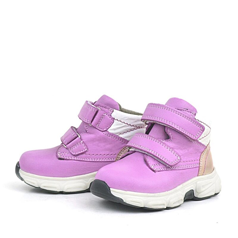 حذاء راكر بلاس من الجلد الطبيعي باللون الوردي الفوشيا مع شريط فيلكرو للفتيات الصغيرات - 4